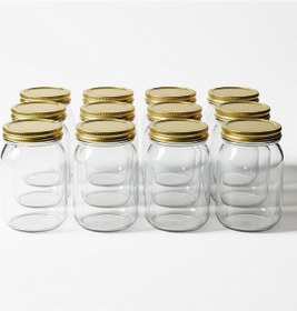 Resim 12 Adet - 660cc Kapaklı Cam Kavanoz - Gıda Temasına Uygun Beyaz - Şeffaf 