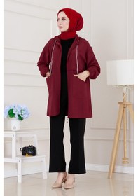 Resim Sevitli Kapüşonlu Önü Patlı Kap-bordo-5165 Bordo 