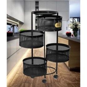 Resim Doremcy Salda 4 Katlı Tekerlekli Sebzelik Yana Açılır Bölmeli Patates Soğan Rafı 