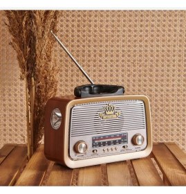 Resim Kahverengi Nostaljik Tasarım Bluetooth Radyo, Fm, Sd Kart ve Aux Özellikleriyle 