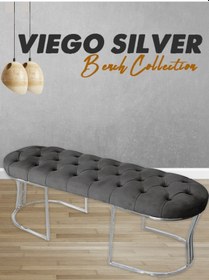 Resim VİEGO SILVER GRİ-Kapitoneli Model Puf&Bench&Koltuk-Oturak-Uzun Makyaj Puff-Yatak Odası Ucu&Önü 