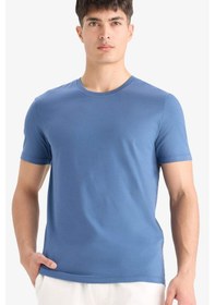 Resim DeFacto Slim Fit Dar Kesim Bisiklet Yaka Esnek Kumaş Kısa Kollu Tişört - E2635AX25SMIN233 