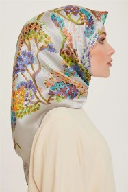 Resim Armine Çiçek Desenli Twill Saf İpek Eşarp 9209d 36 Çok Renkli 