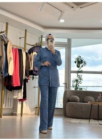 Resim Touche Denim Efektli Payet Pantolon Mavi 