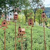 Resim Metal Bahçe Kuş Evi Kuş Evi Dekoratif Süs, Sanat El Sanatları Heykeli Süs, Dış Mekan Bahçe Kuş Evi Dekorasyonu, Dış Mekan Dekorasyonu, Kuş Evi Dış Mekan Dekorasyonu 
