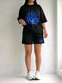 Resim EFFRENATU Kadın Oversize AVO Basic Tişört ve Wide Leg Eşofman Altı Takımı | Rahat Günlük Casual Streetwear Kombin 