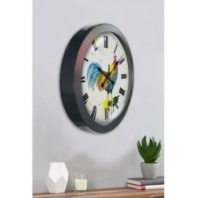 Resim Bahat Salon Ofis Duvar Saati Gri Metal Çerçeve 36 cm 