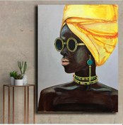 Resim Sarı Gözlüklü Modern Kadın Kanvas Tablo 