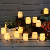Resim 24 adet/ Set Açık Hava Seyahat Dekorasyonu Flamesiz LED Mumlar, Yaratıcı Dilek Led Çay Işığı, Sıcak Beyaz Flamesiz Mum, Cadılar Bayramı Noel Dekor Mum Işığı 