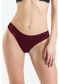 Resim Magic Form 717 Kadın Önü Kumaş Arkası Dantel Külot-bordo Bordo 