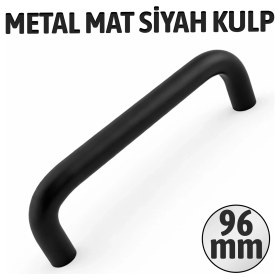 Resim Badem10 Mat Siyah Çekmece Kulp 96 mm Dolap Kulpu Modern Tasarım Mutfak Gardırop Kapak Kulbu Dayanıklı Metal 