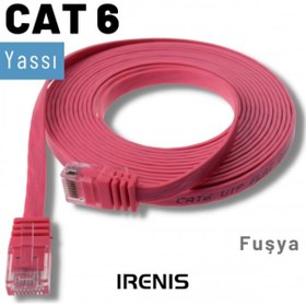 Resim Irenis CAT6 Kablo Yassı Ethernet Network Lan Ağ İnternet Kablosu 15 M Fuşya 