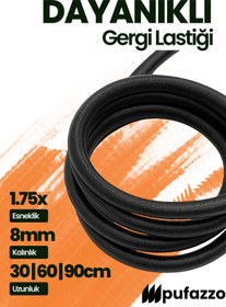 Resim PUFAZZO Paslanmaz Çelik Çift Kancalı Bagaj Lastiği - Siyah 90 cm 3 Adet - Dayanıklı Sabitleme Lastiği 