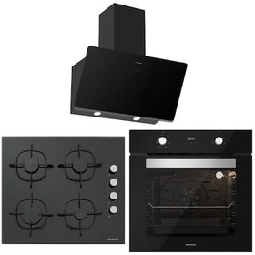 Resim Silverline BO6502B02 - CS5335B01 - 3457 Soho 60 Siyah Cam Ankastre Set 