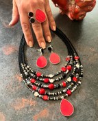 Resim Doğaltaş Gümüş Mercan Onix Taşlı Set 