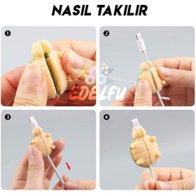 Resim EDELFU Iphone / Ipad Sevimli Şarj Kablosu Koruyucu Bükülmeye Ve Kopmaya Dayanıklı 