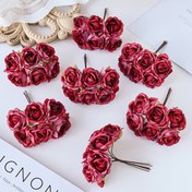 Resim 6 Adet Yapay Mini Gül Başından Oluşan Paket, Plastik Masaüstü Buketi, Ev Dekorasyonu, İyileşmek İçin, Şükran Günü, Sevgililer Günü, Anneler Günü, Mezuniyet, Juneteenth Süslemeleri, Kapsız 