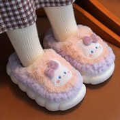 Resim Yeni Sonbahar ve Kış Çocuk Tavşan Peluş Terlikleri - Sevimli Bebek Kız İç Mekan Kaymaz Tabanlı Ayakkabılar, 4-10 Yaş Çocuklar için Sıcak Giyimli Slip-On Terlikler 