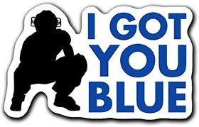 Resim Deizang saiki I You Beyzbol Softball Avcısı Maskesi için Mavi Çıkartma, Kask 3" x 2" 