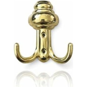 Resim Çift Askılı Duvar Kancası, Altın Rengi, Metal, 3 Adet, Dekoratif Tasarım 