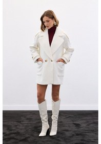 Resim Sateen Buklet Kısa Kaban - Ekru-136599 Ekru 
