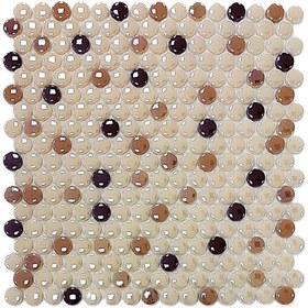 Resim MozaiKristaL Tüm Yüzeyler için Ø22mm. Krem-Kahve Mix. 31,5x31,5cm. Fileli Cam Mozaik. ( 10 File Karo=1m2 Fiyatı.) 