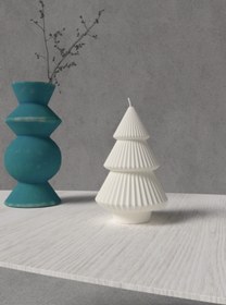 Resim Cageartstudio Desenli Yılbaşı Ağacı Dekoratif Mum - Kokulu Vegan Soya Wax Mumu 1 Adet 