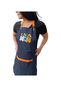 Resim Anneler Günü Kim İlkbahar Çiçekleri Nakışlı Keten, Chef Mutfak Önlüğü Çok Renkli 