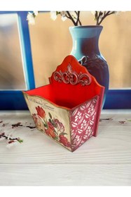 Resim Bypinaryuksel Eskitmeli Çiçekli Dekoratif Posta Kutu 