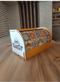 Resim Ahşap Ekmeklik , Ekmek Dolabı Turuncu 