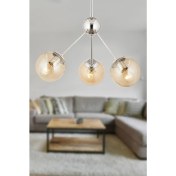 Resim Modern 3'lü Krom Bal Camlı Genç Odası ve Salon Avizesi, Şık ve Fonksiyonel Tasarım 