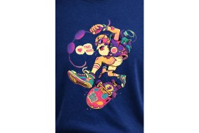 Resim Minblu Kaykay Temalı Indigo Tişört 