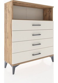 Resim Arges Şifonyer Tek Raflı 4 Çekmeceli 88x30x106 Çam-aytaşı Atlas Çam 