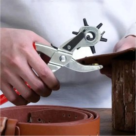 Resim Kemer Delme Makinası Pratik 6 Başlıklı Kemer Delme Aleti Metal Kemer Delme Aparatı 