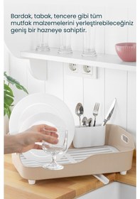 Resim Vienev Lavabo Kenarı Tezgah Üstü Süzgeçli Bulaşıklık Bej 