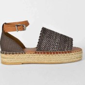 Resim Kadın Hasır Detaylı Yazlık Sandalet - Acı Kahve Acı Kahverengi 