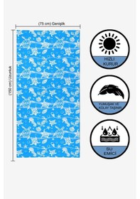 Resim Underwater Desen Dijital Baskılı 75x150 Cm Plaj Havlusu Mavi 