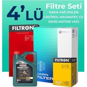 Resim Filtron Peugeot 206 1.6 Benzin 109 Beygir Filtre Bakım Seti Castrol Motor Yağlı (2001-2005) 4 Lü 