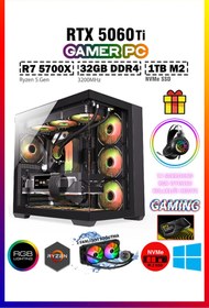 Resim Gamepage G-Palace X12 Ryzen 7 5700X 32GB Ram 1tb M2 SSD 8gb Gddr7 RTX5060TI Sıvı Soğutmalı Oyuncu Bilgisayarı 