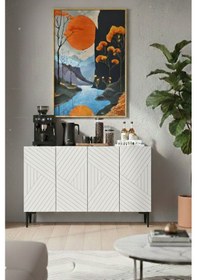 Resim Ka1210b Ferro120 Konsol, Kahve Köşesi Ve Tv Sehpası Beyaz 120cm Beyaz 