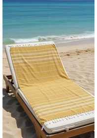 Resim Mika %100 Pamuk Peştemal Havlu 100x180 Cm Plaj Havlusu, Hamam Peştemali, Hızlı Kuruyan Hafif Banyo Havlusu Hardal 