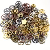 Resim 100 adet Karışık renkli Çeşitli Antika Steampunk Dişliler Şanslı Saat İzle Tekerlek Dişlisi El Sanatları için Kolye Takı Yapımı 