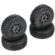 Resim Axial Scx24 İçin 4'lü Set 48mm Kauçuk Lastik Ve Jant - Siyah/kırmızı Seçenekli 