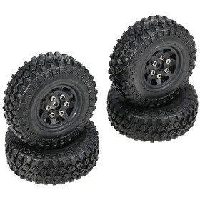 Resim Axial Scx24 İçin 4'lü Set 48mm Kauçuk Lastik Ve Jant - Siyah/kırmızı Seçenekli 