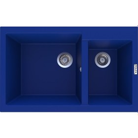 Resim Polex Cristalüx Granit Evye P-1.75 Mavi 1.5 Gözlü Tezgah Altı Ve Tezgah Üstü Mutfak Evyesi 81x50.5 CM 