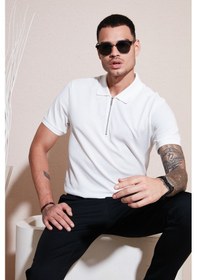 Resim Buratti Pamuklu Regular Fit Fermuarlı Erkek Polo Yaka T Shirt 5902915 Beyaz 
