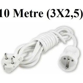 Resim Topraklı Uzatma Seyyar Kablosu 10 Metre Tekli Priz 3x2,5 Mm Seyy 