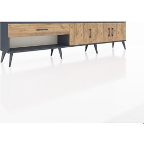 Resim Arges Tv Ünitesi 2 Raflı Tek Çekmeceli 3 Kapaklı 220x30x51 Antrasit-çam Atlas Çam/atlas Çam - Antrasıt 