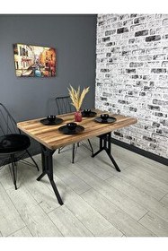 Resim Hey Modüler Mobilya Sultan Kemençe Masa Kavisli Köşe Metal Siyah Ayak 120x80 CM 