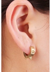 Resim Gold Renk Çivili Spike Punk Unisex Çelik Küpe mse3s Altın 